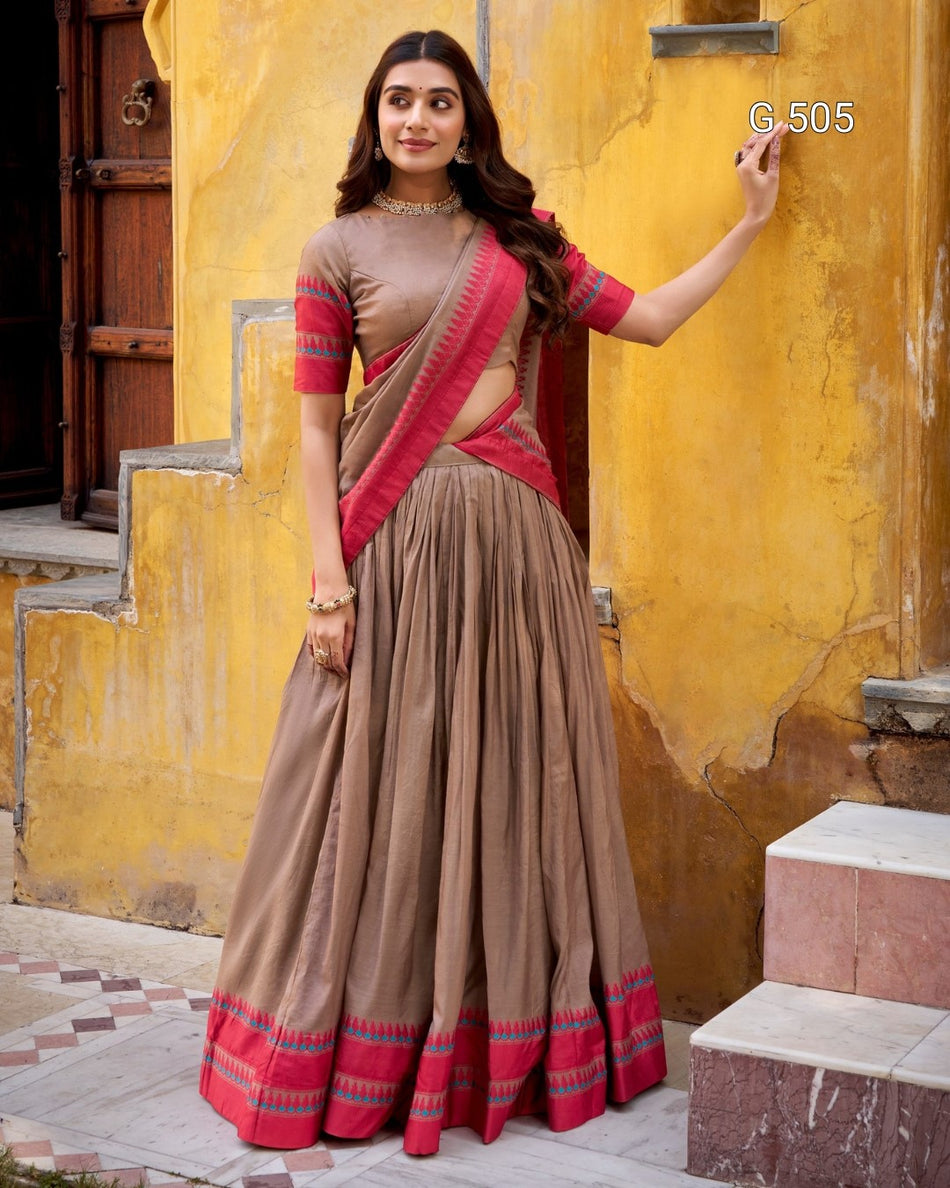 Premium Chanderi Lehenga with Beautiful Woven Detail - G 505