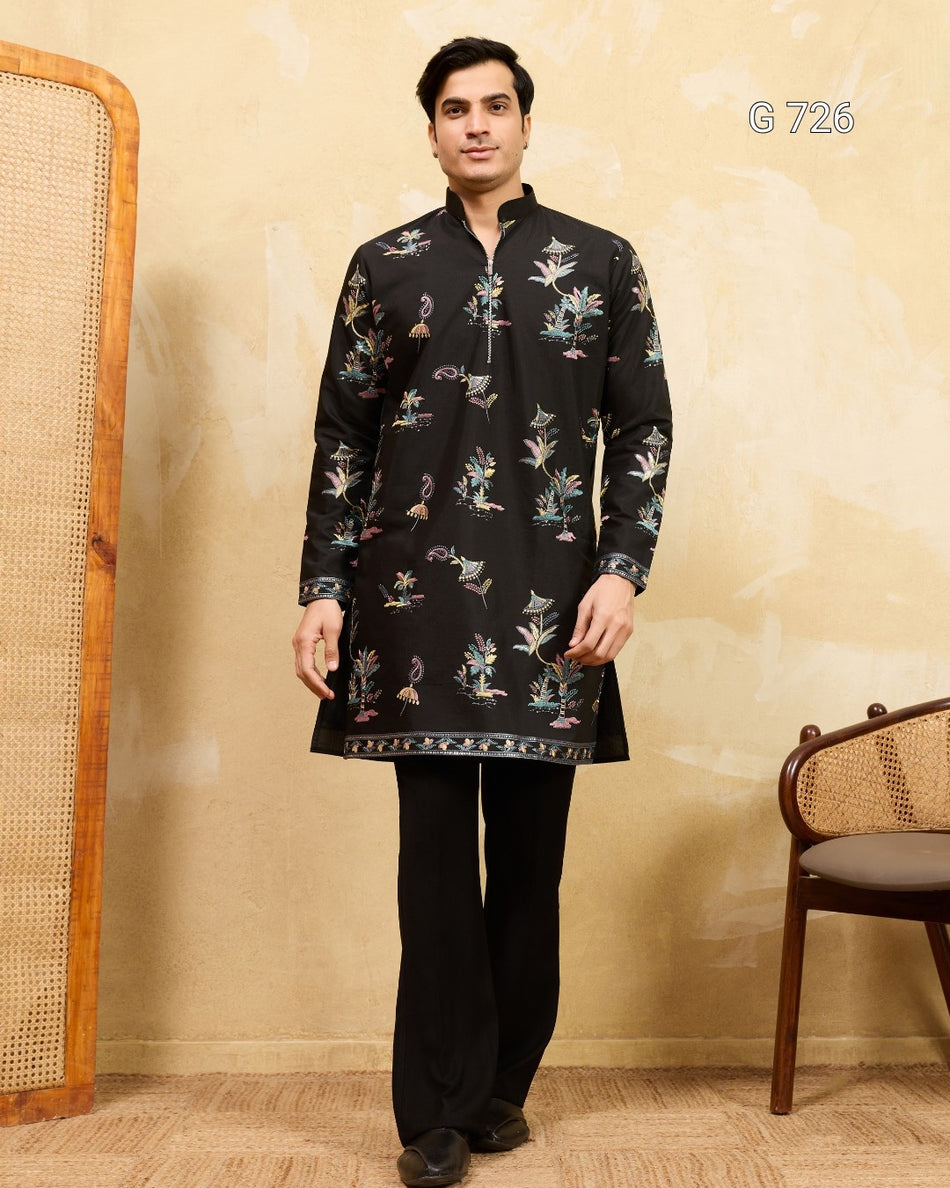 Premium Rajputana Style Viscose Silk Men’s Designer Kurta - G 726
