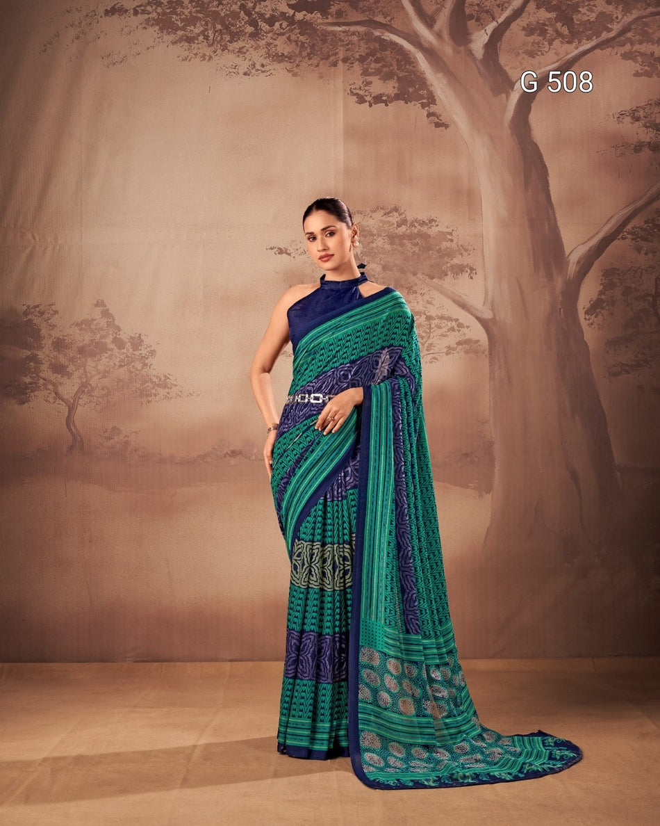 Beautiful Poly Mal Cotton Sarees with Printed Elegance - G 508