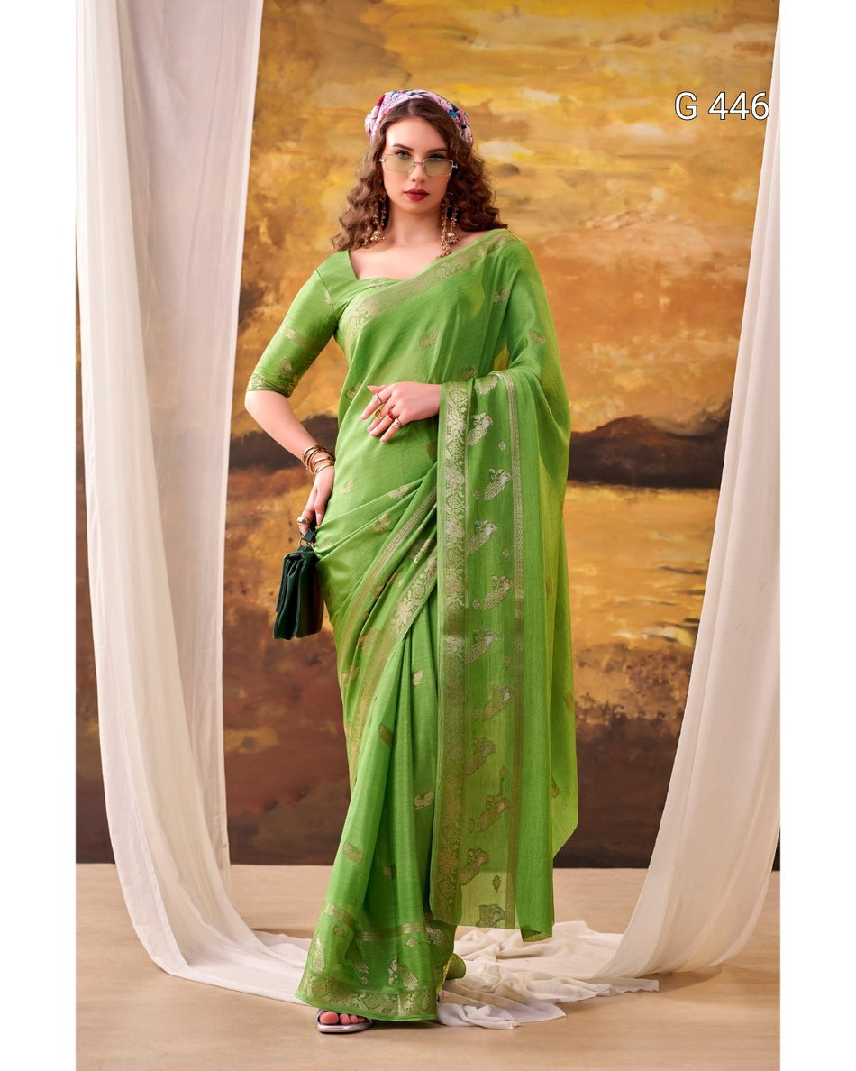 Beautiful Crepe Sarees with Elegant Weaving Designs - G 446