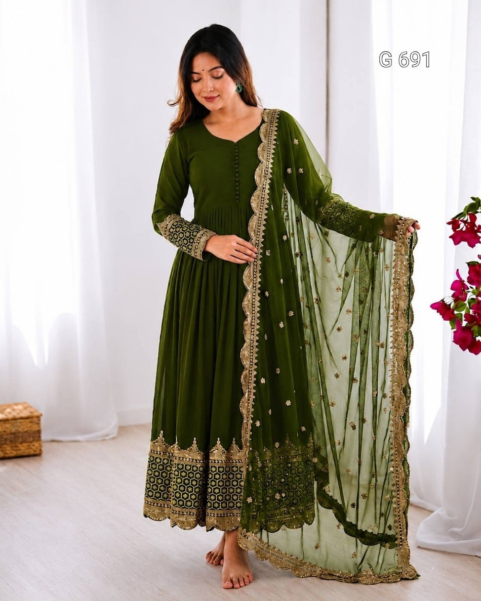 Luxurious Sequence Work Anarkali with Ethnic Charm - G 691
