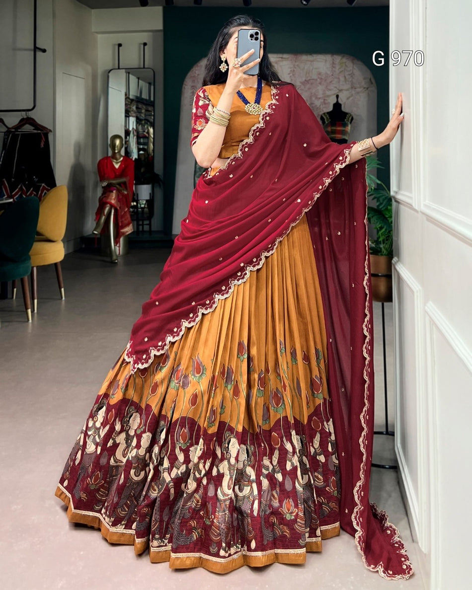 Embroidered Chinon Dupatta Lehenga Collection - G 970