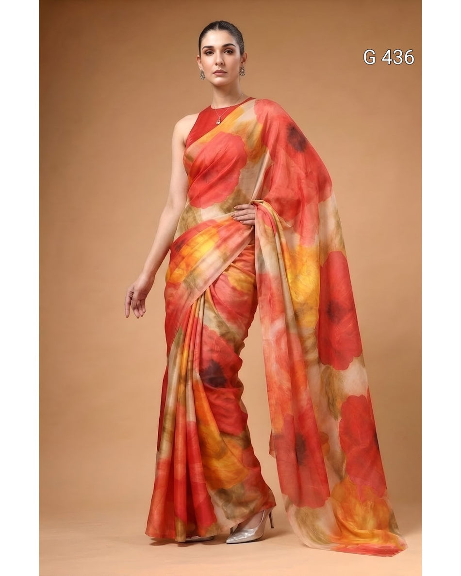 Graceful Printed Satin Saree Collection - G 436