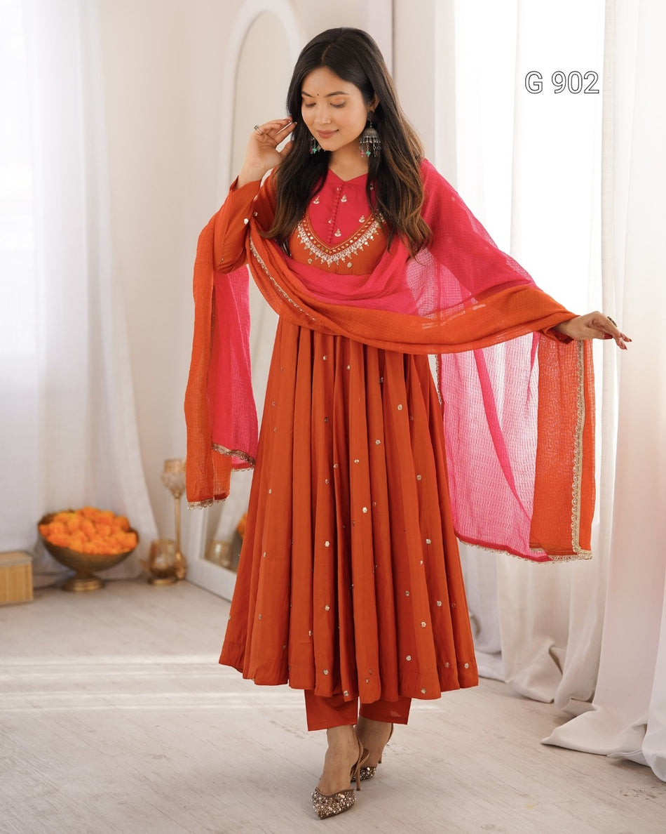 Embroidered Anarkali with Dupatta Collection G 902