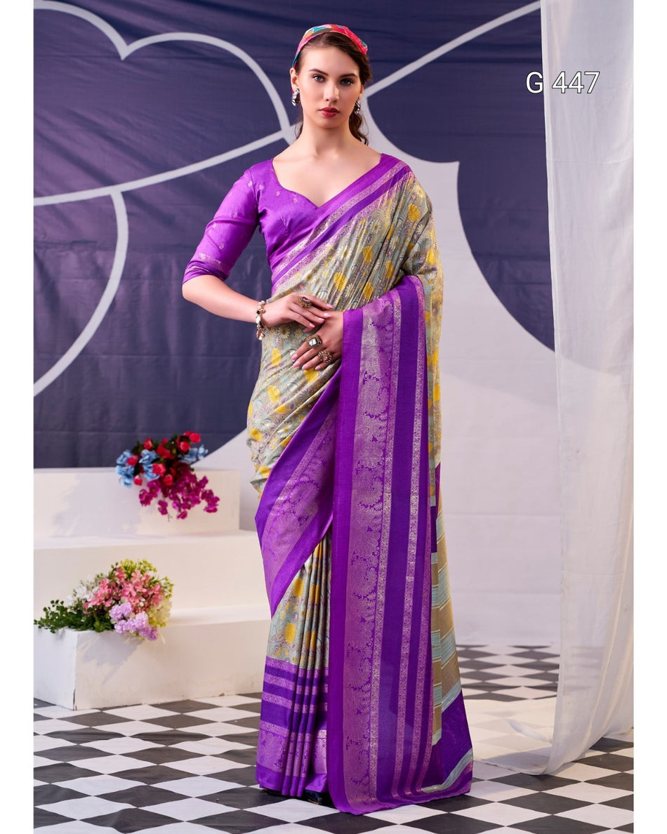 Beautiful Tasar Silk Sarees with Elegant Foil Work -  G 447