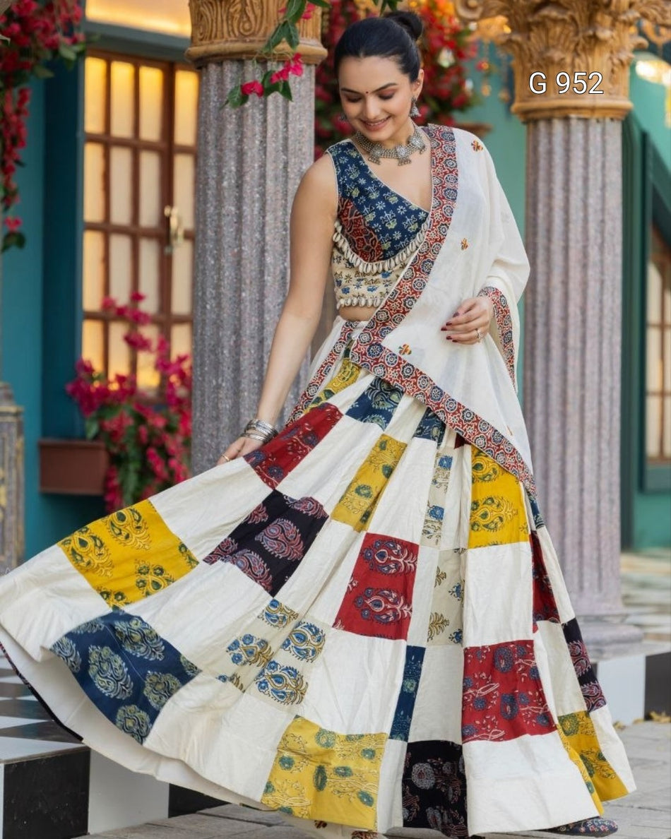 Handcrafted Khadi Cotton Lehenga Set - G 952