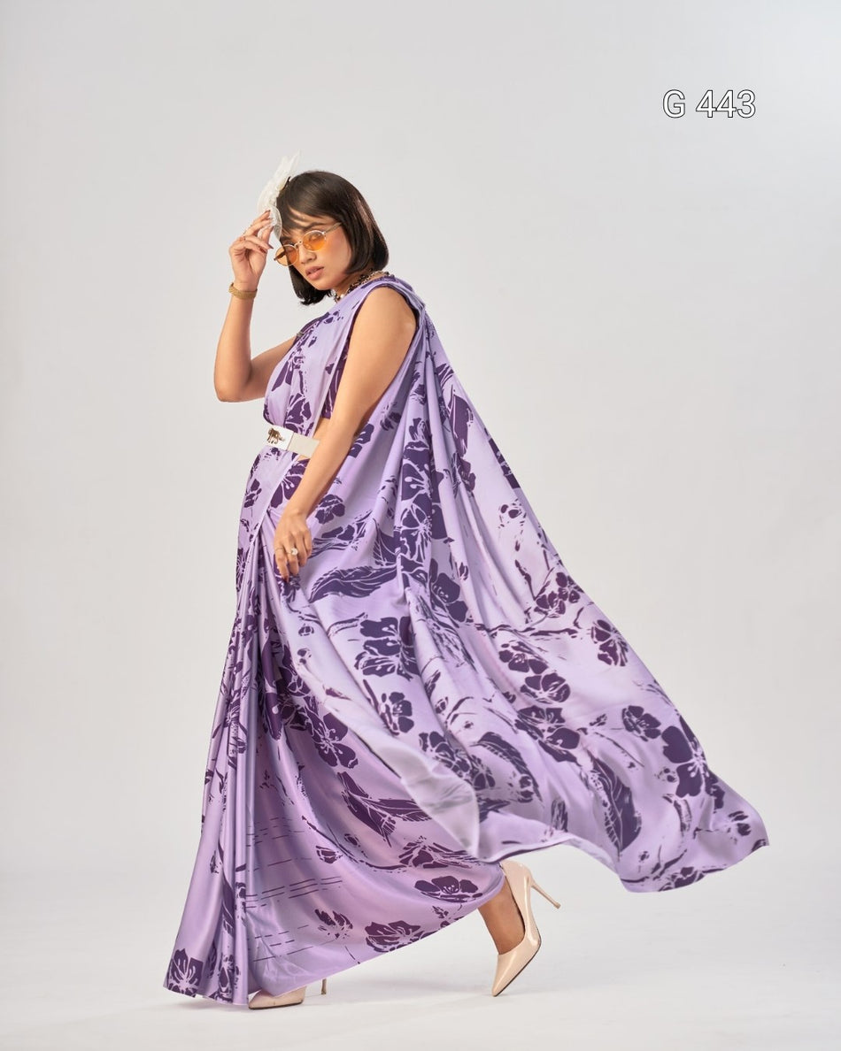 Premium Satin Silk Sarees with Elegant Print - G 443
