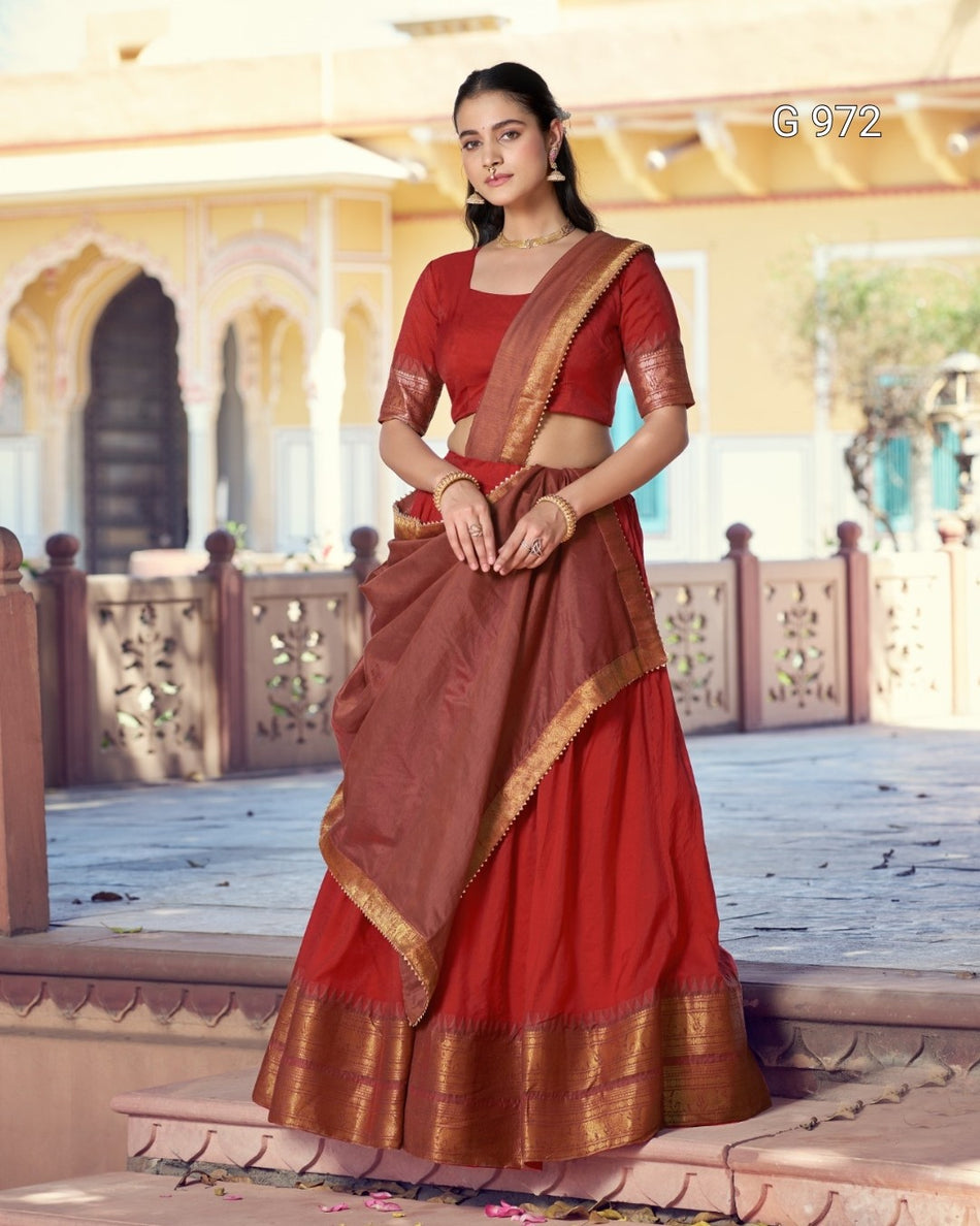 Traditional South Poly Cotton Lehenga - G 972