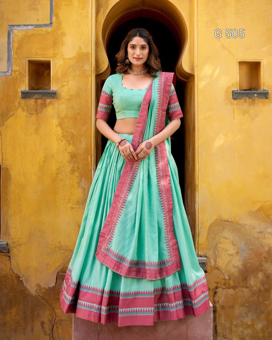 Premium Chanderi Lehenga with Beautiful Woven Detail - G 505