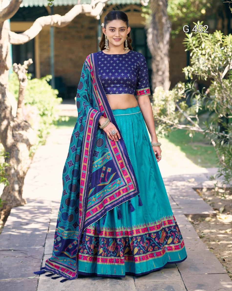 Designer Tasar Silk Lehenga Choli for Festive Style - G 452