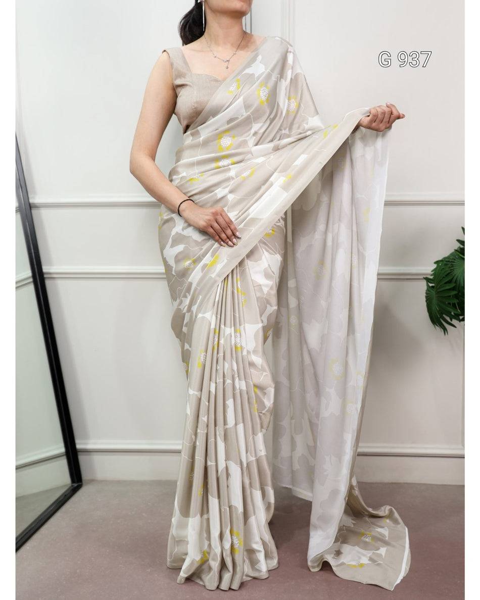 Traditional Printed Satin Silk Saree - G 937