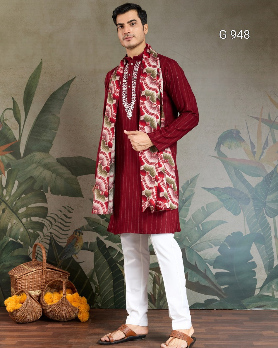 Royal Men's Kurta Dupatta Ensemble - G 948