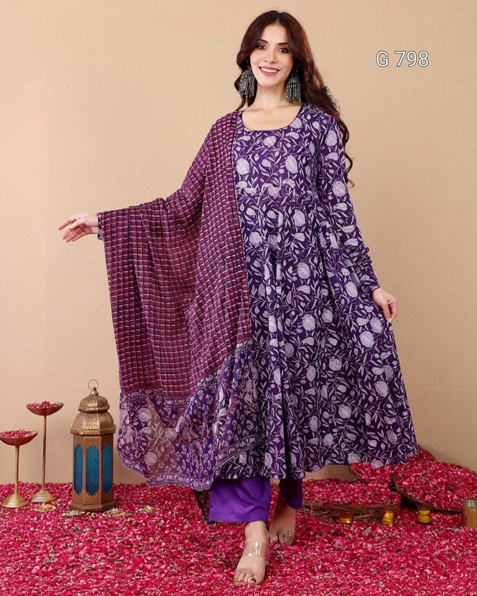 Designer Rayon Kurti Pant Dupatta for Women G 798