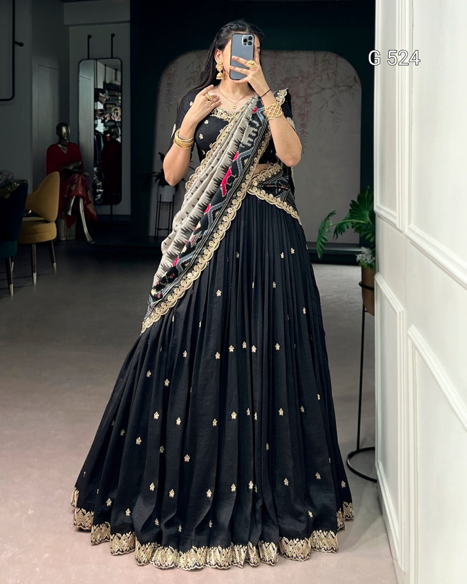Graceful Vichitra Tussar Lehenga with Sophisticated Look -  G 524