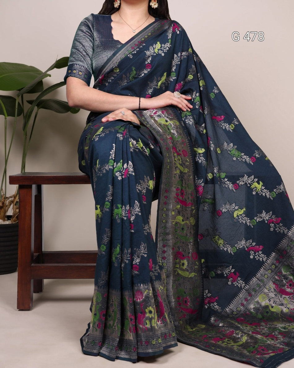 Graceful Everyday Sarees with Intricate Weaving Design - G 478