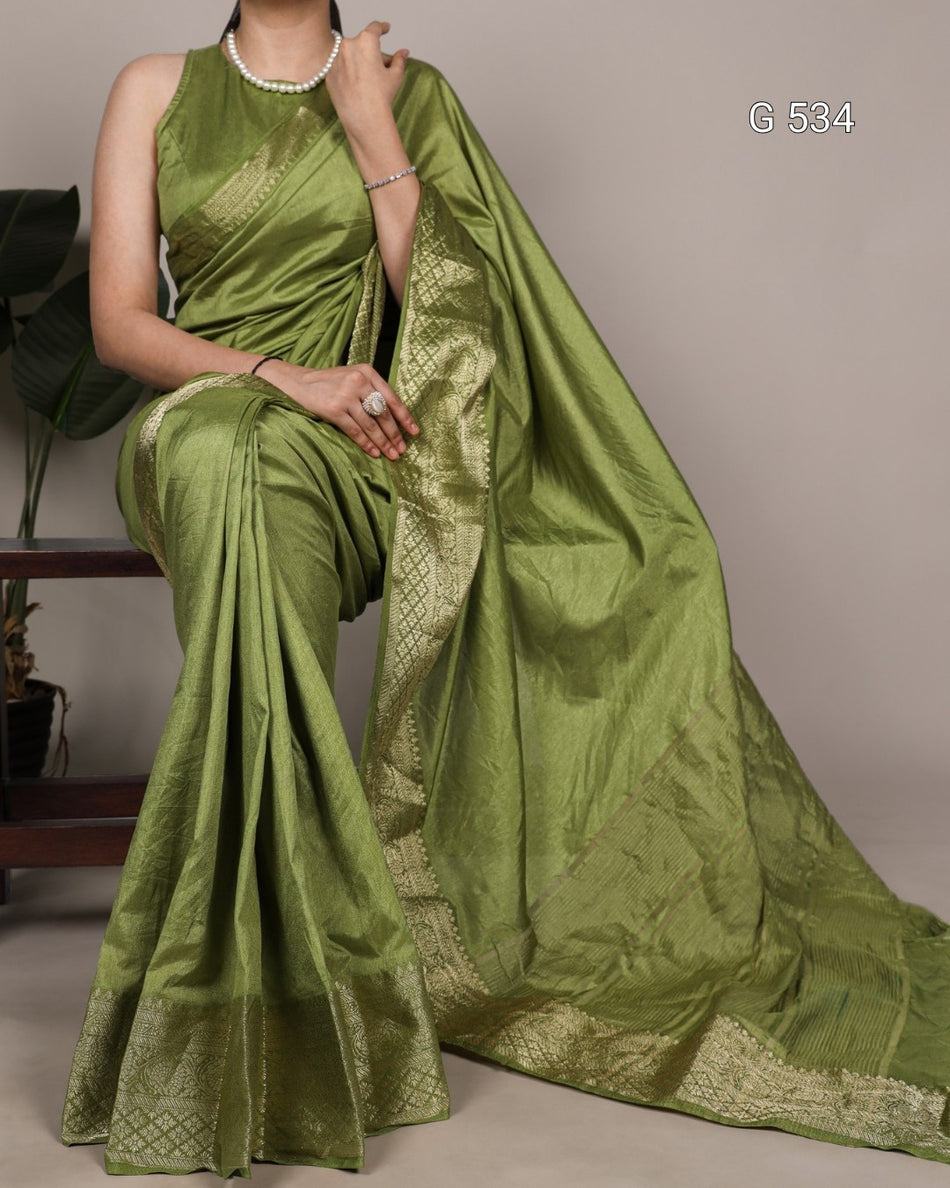 Stylish Stripe Pallu Sarees with Elegant Borders - G 534
