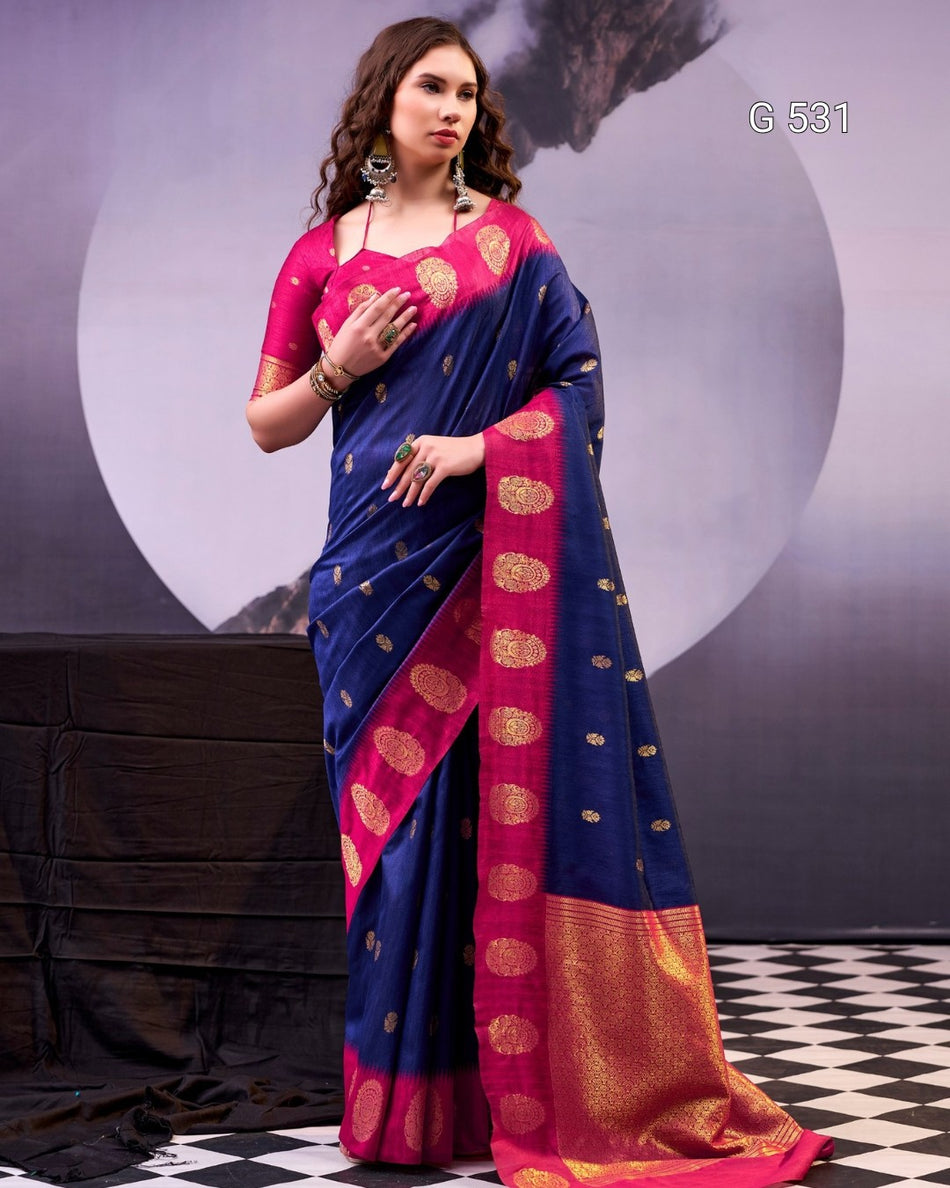 Festive Poly Cotton Sarees with Elegant Zari Work - G 531