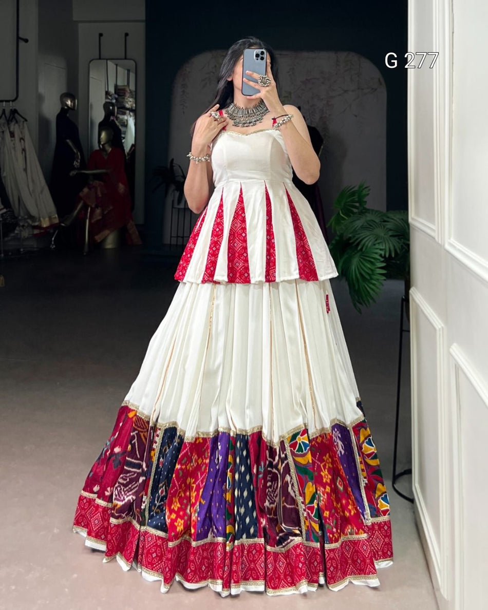 Multi Patch Pure Rayon Lehenga with Bandhej Blouse – G 277