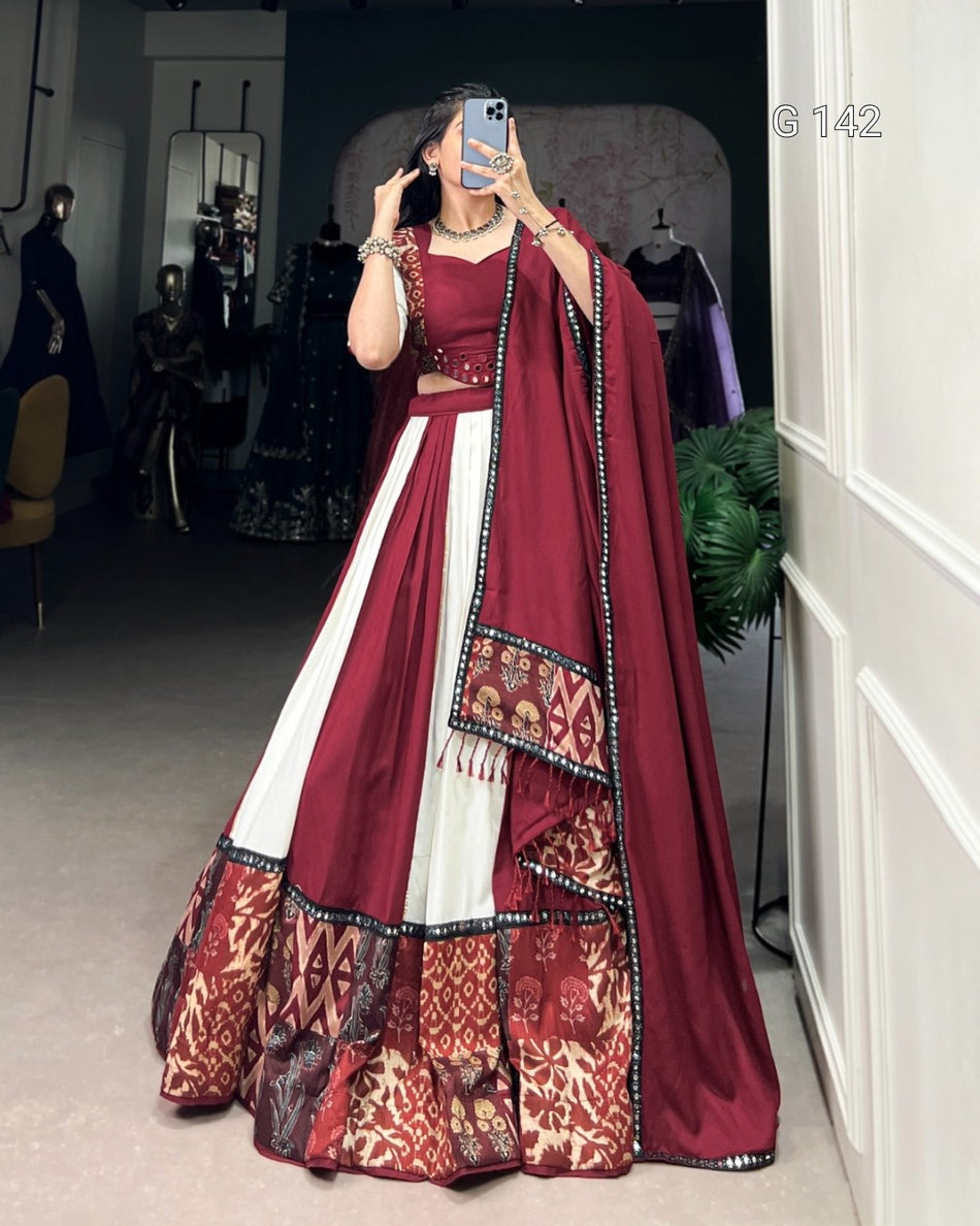 Blue Pure Rayon Lehenga with Paper Mirror Work & Gota Patti Touch Up – Bridal and Festive Wear-G 142