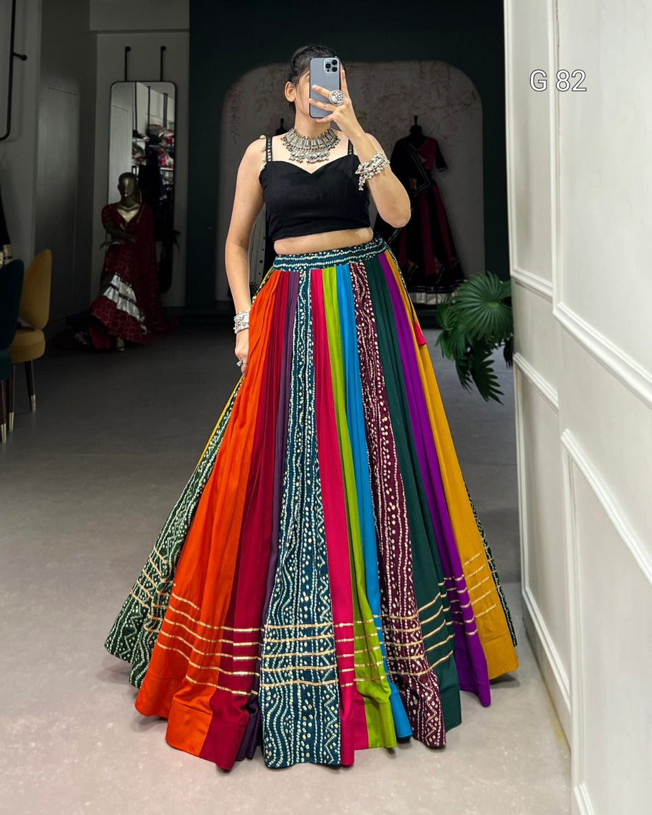 Pure Rayon Lehenga with Printed Design & Gota Patti Touch Up – G82