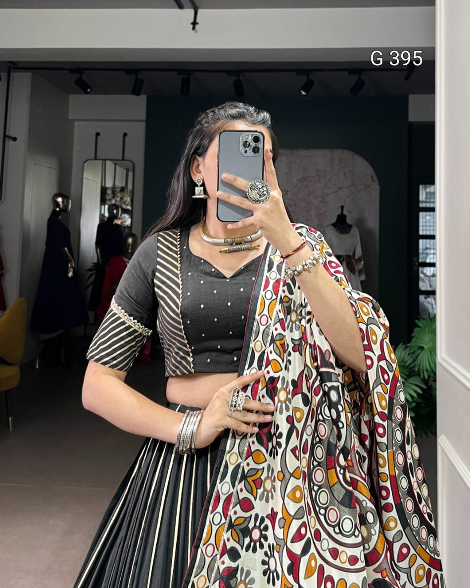 Pure Chanderi Lehenga with Zari Weaving & Embossed Design – G 395