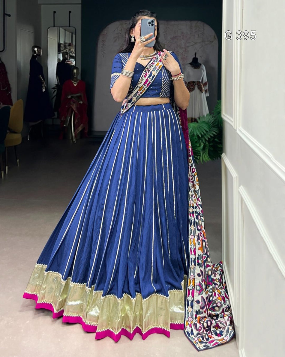 Pure Chanderi Lehenga with Zari Weaving & Embossed Design – G 395