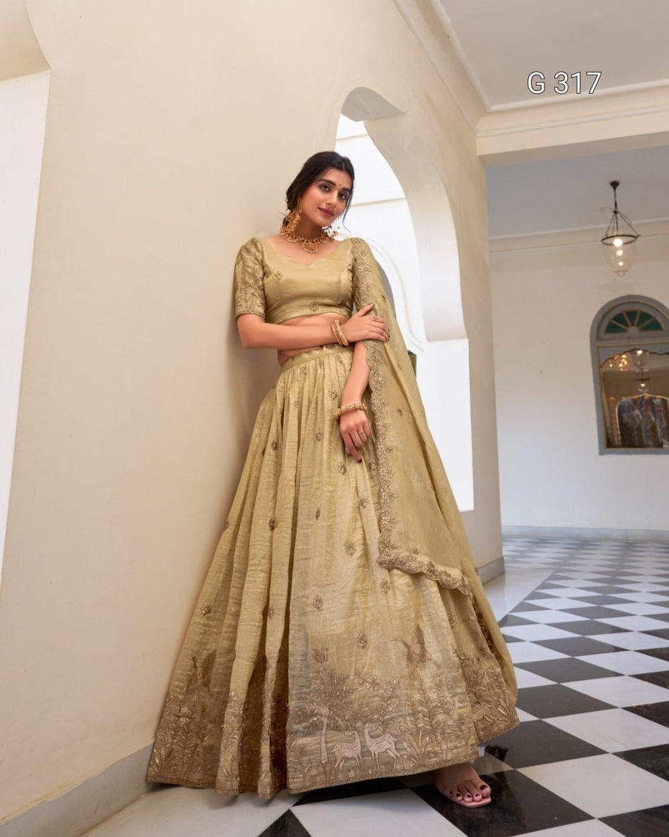 Gold Crush Lehenga with Sequins & Thread Embroidery – G317
