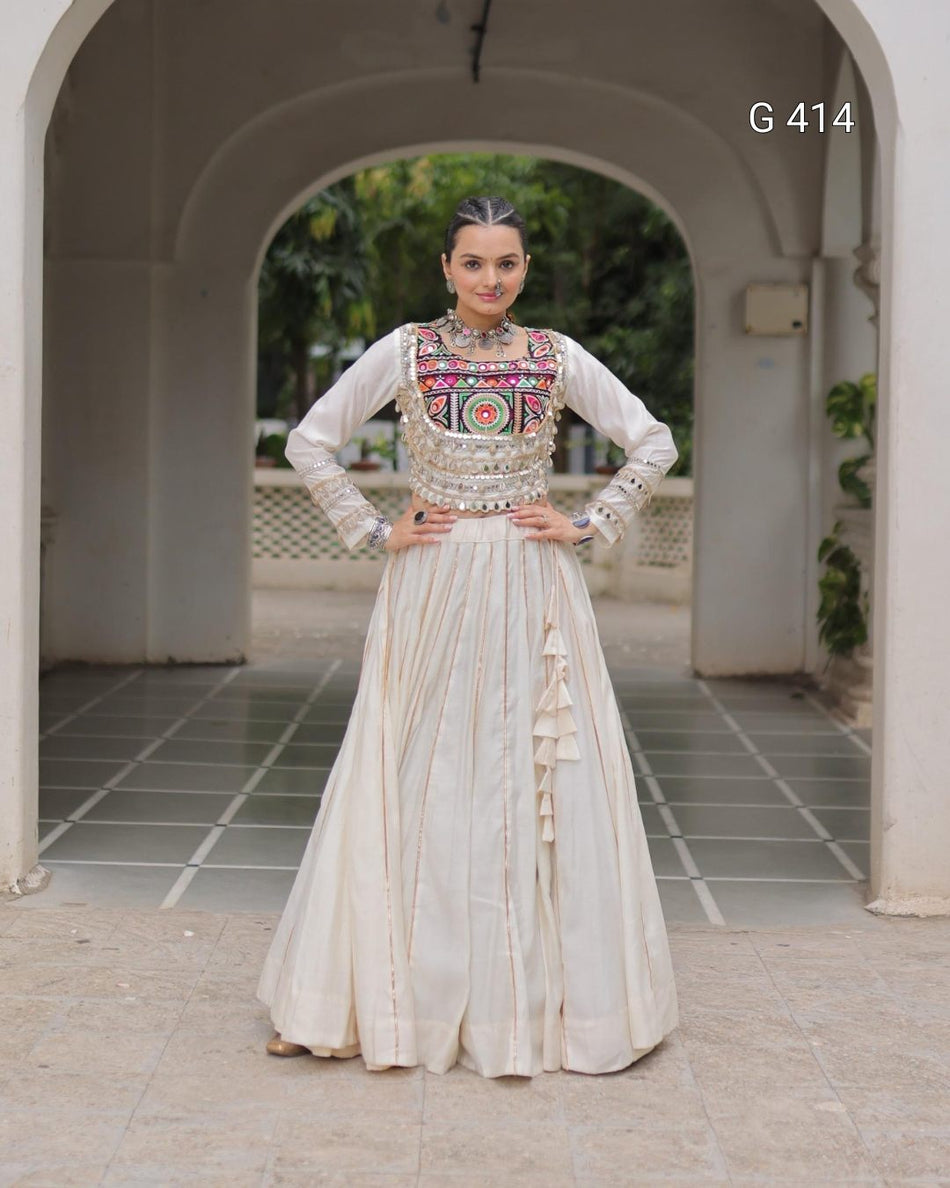 Roman Lehenga with Gota-Patti Lace & Embroidered Top – G 414