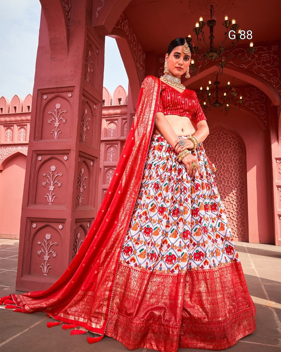 Dola Silk Lehenga with Patola Print & Foil Work Patta – G88