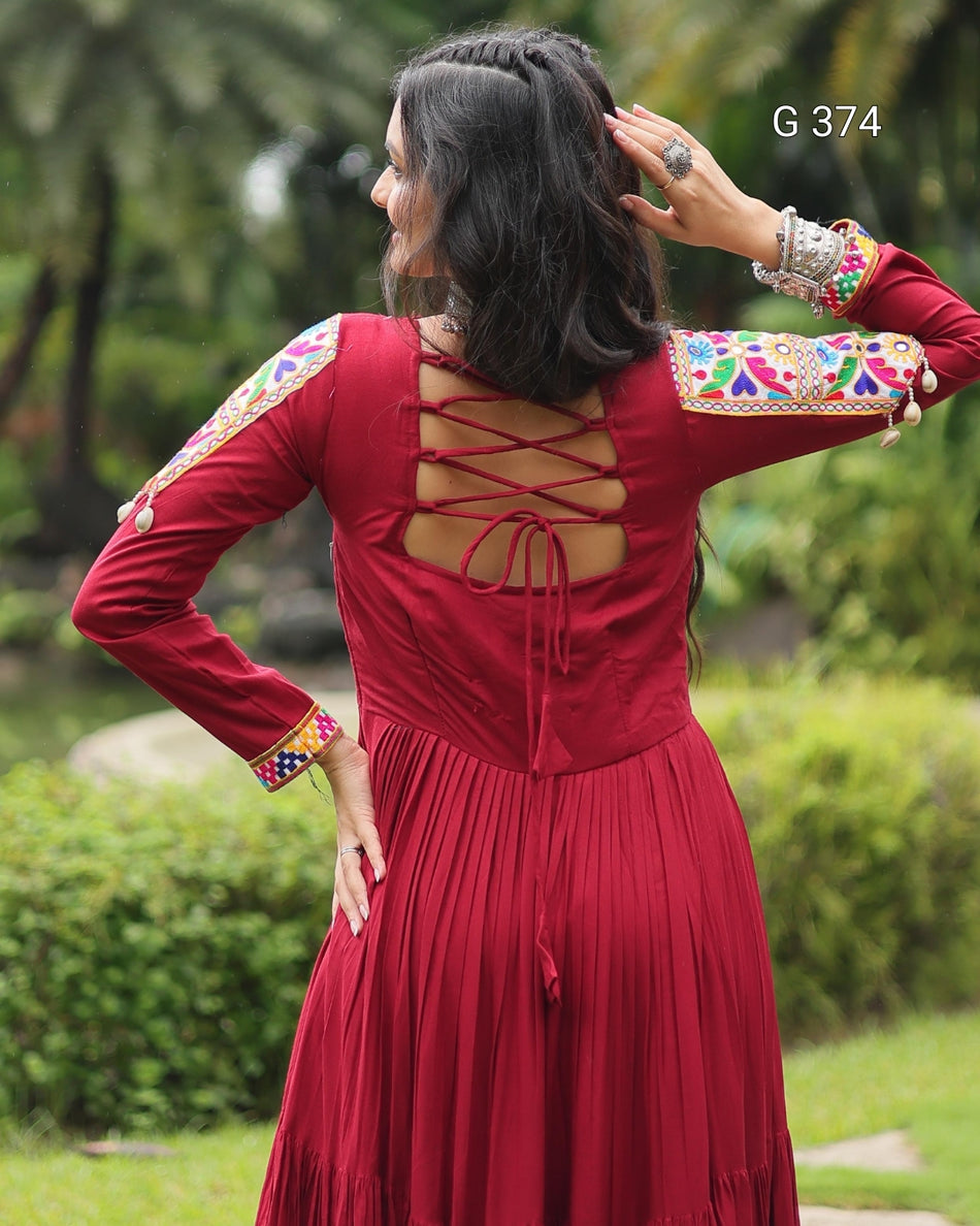 Rayon Gown with Kutchi Gamthi Work – G 374