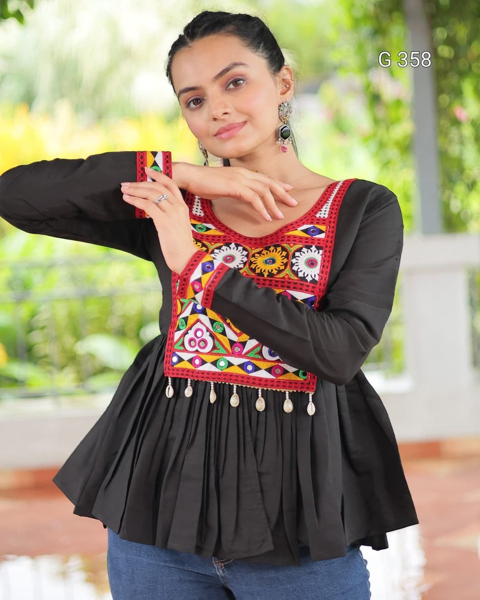 Roman Fabric Top with Kutchi Gamthi Work – G 358