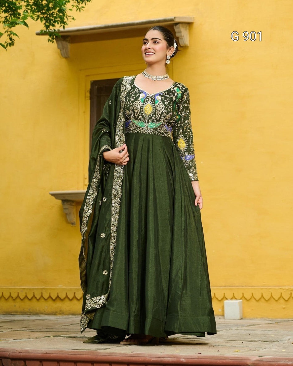 Wedding Wear Embroidered Gown for Women G 901