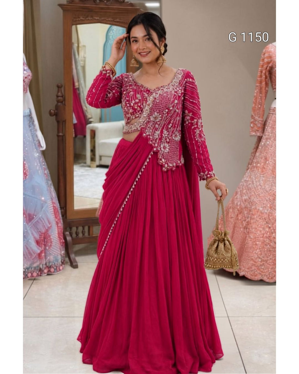Designer Embroidered Lehenga Choli for Wedding & Festive Wear - G 1150 Pink