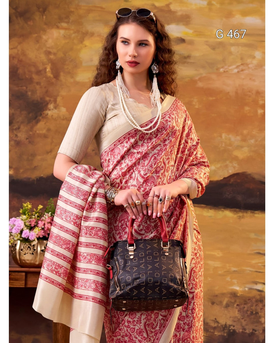 Elegant Tussar Silk Sarees with Timeless Prints - G 467