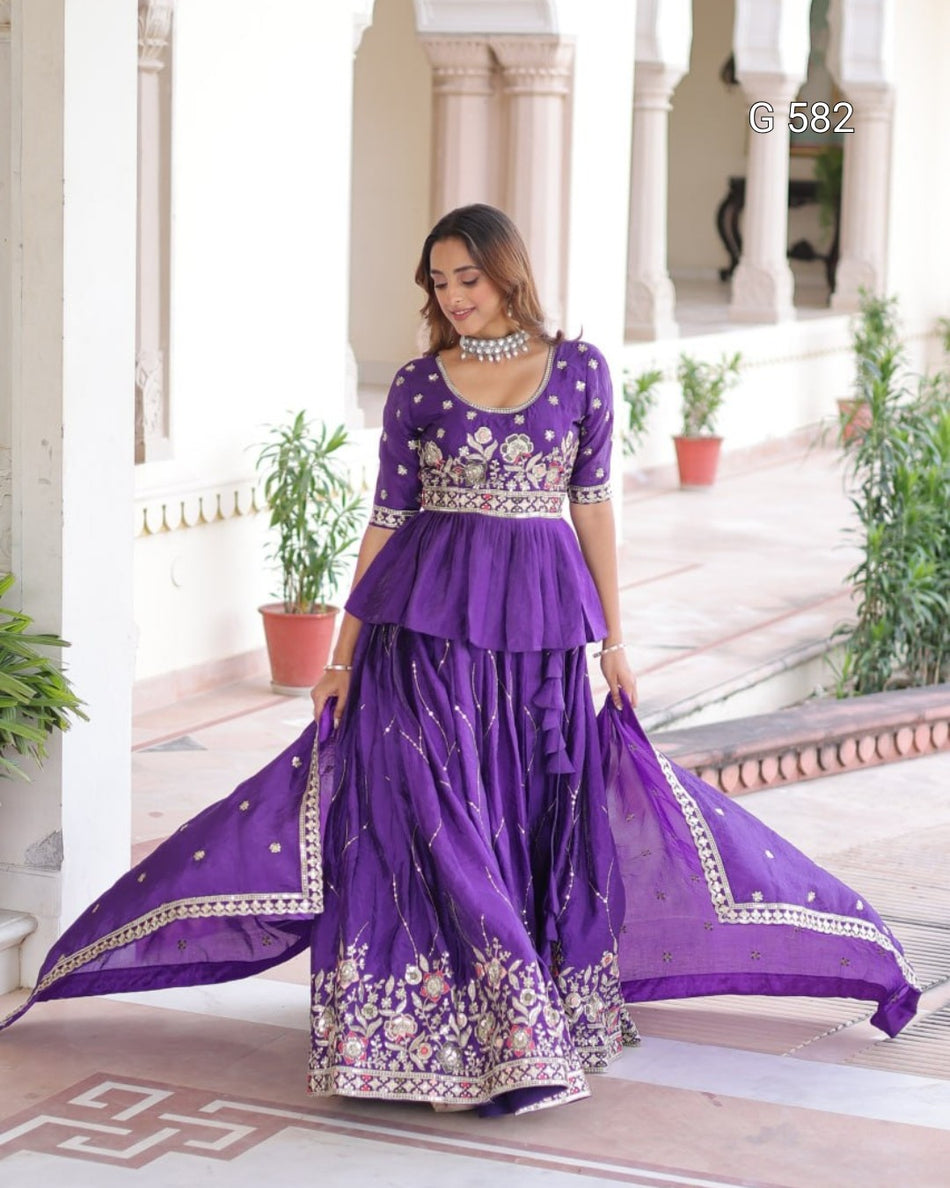 Stylish Sequins Embroidered Festive Lehenga Choli - G 582