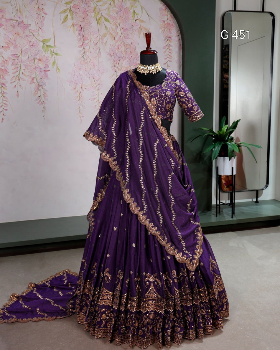 Elegant Aqua Lehenga with Sequins and Thread Work - G 451