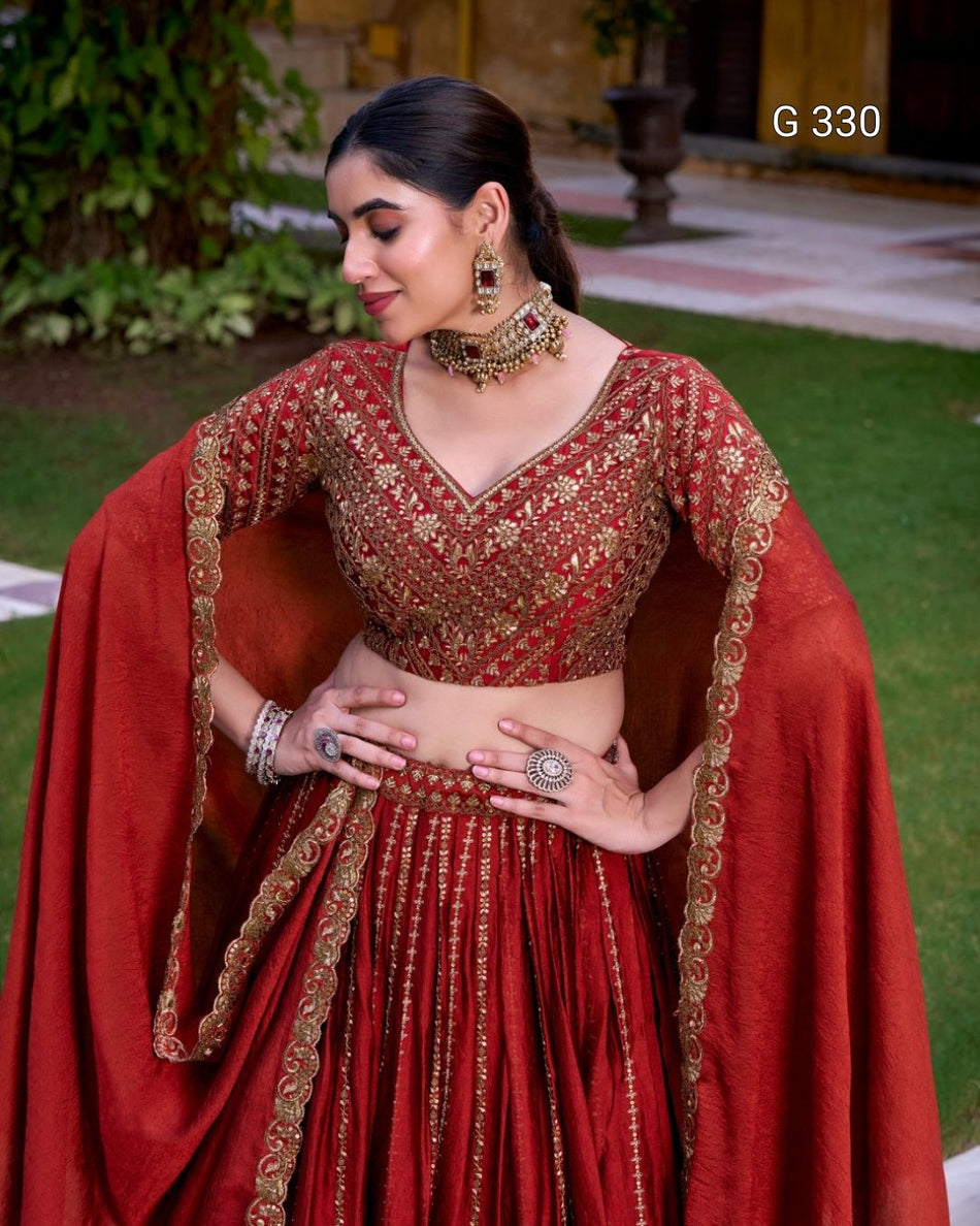 Rangoli Crush Lehenga with Sequins & Thread Embroidery – G 330