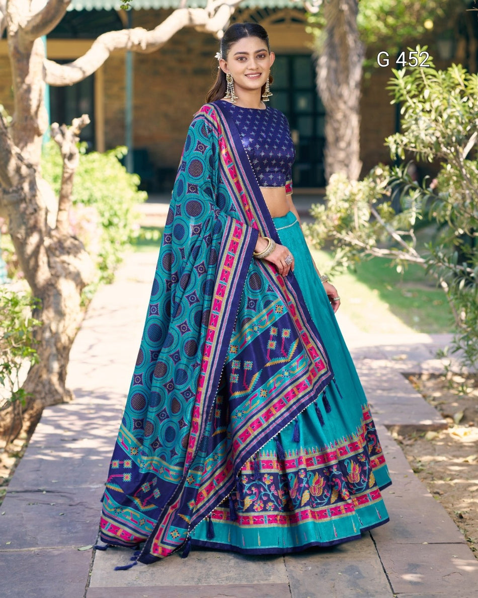 Designer Tasar Silk Lehenga Choli for Festive Style - G 452