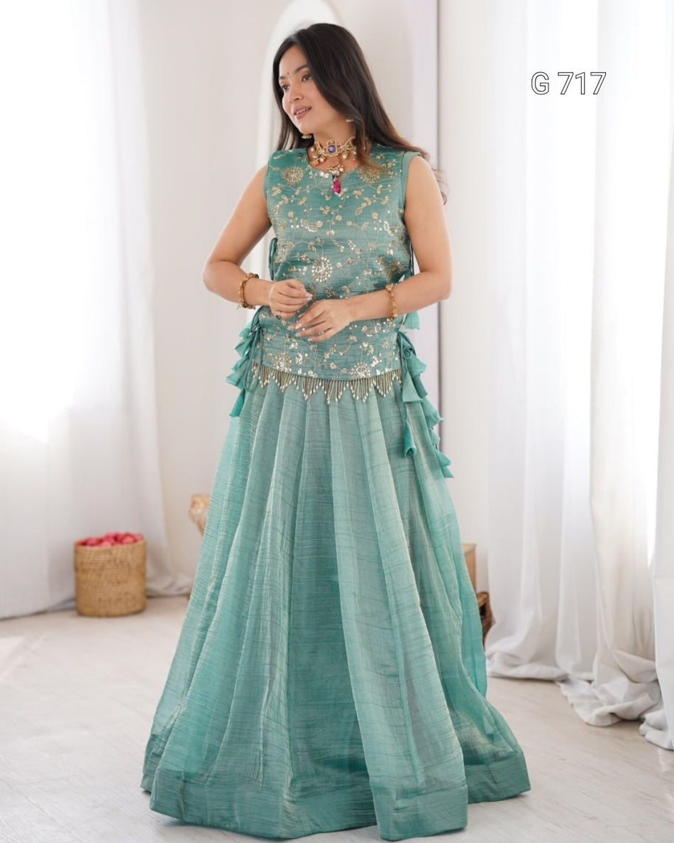 Trendy Lehenga Choli with Embroidered Koti Style G 717
