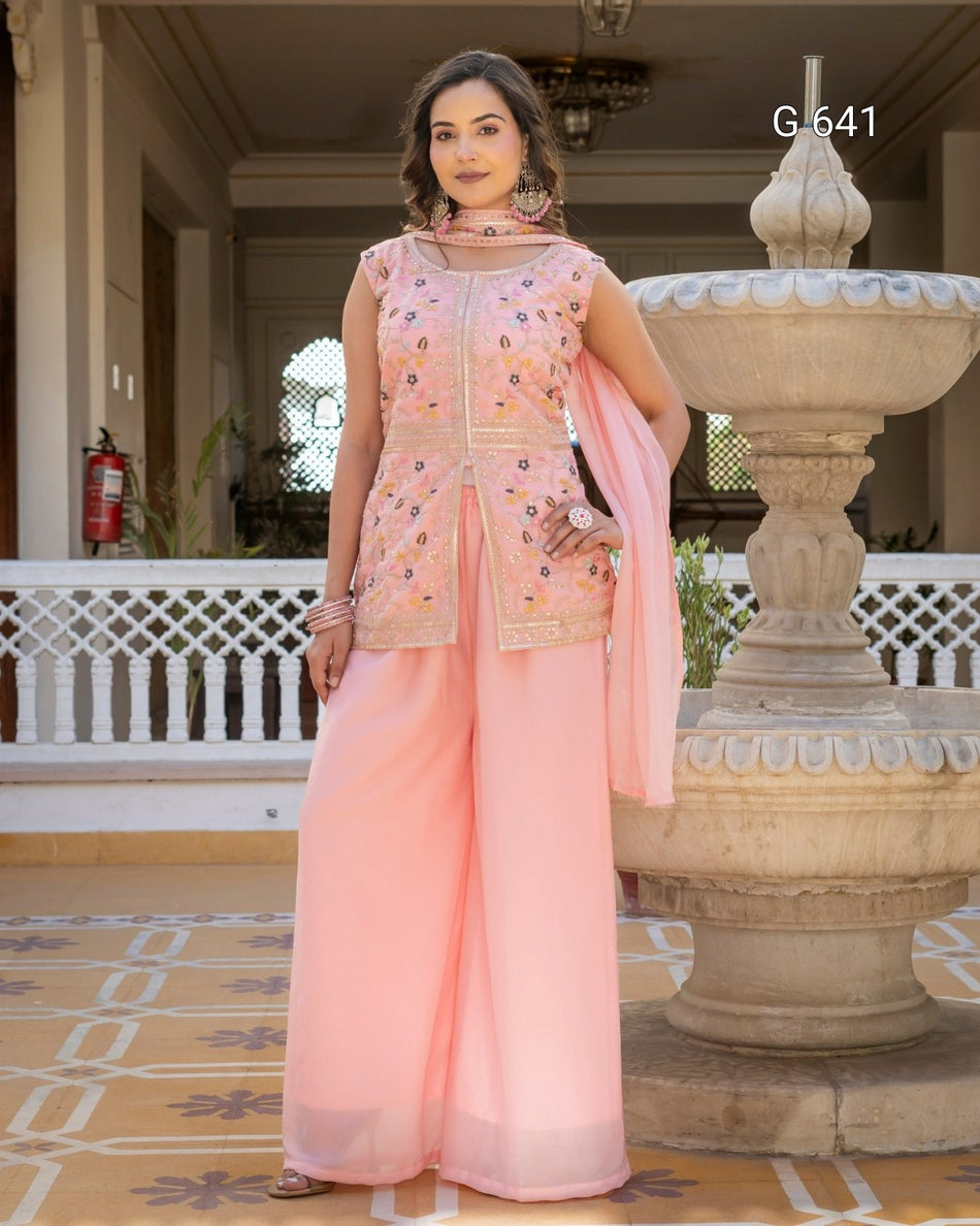 Premium Top Palazzo Dupatta Set for Festivities - G 641