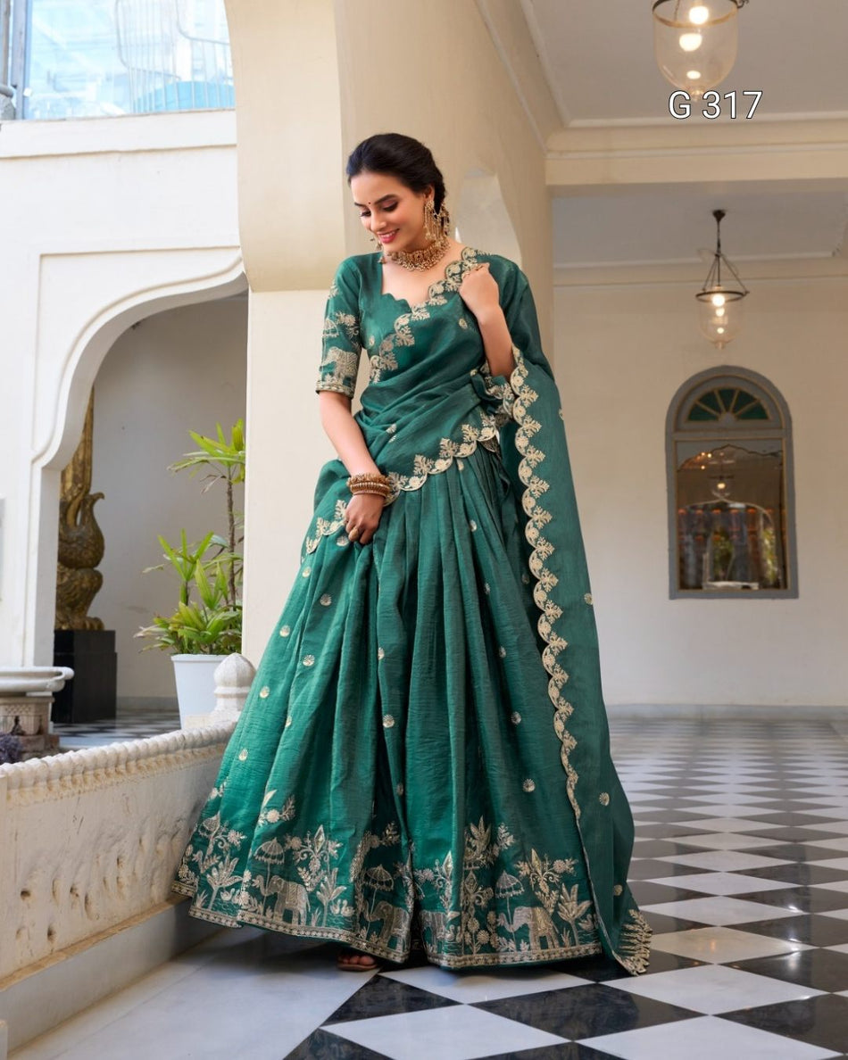 Gold Crush Lehenga with Sequins & Thread Embroidery – G317