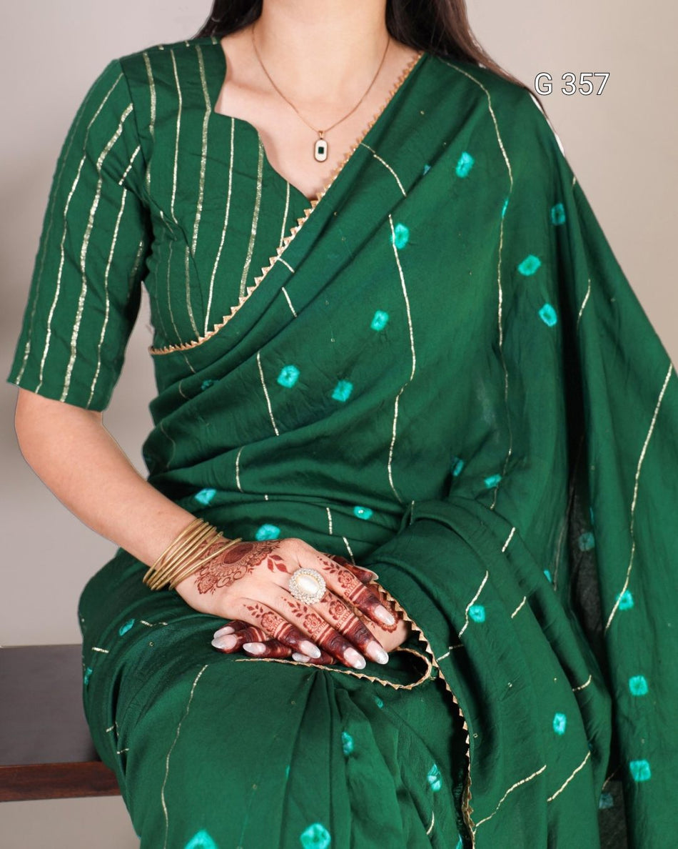 Viscose Chanderi Saree with Sequins & Gota Patti Lace – G357