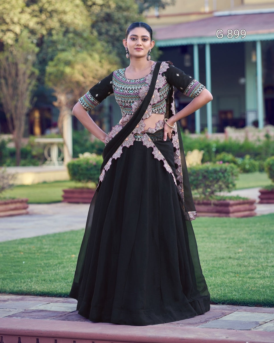 Luxury Black Lehenga for Special Occasions G 899