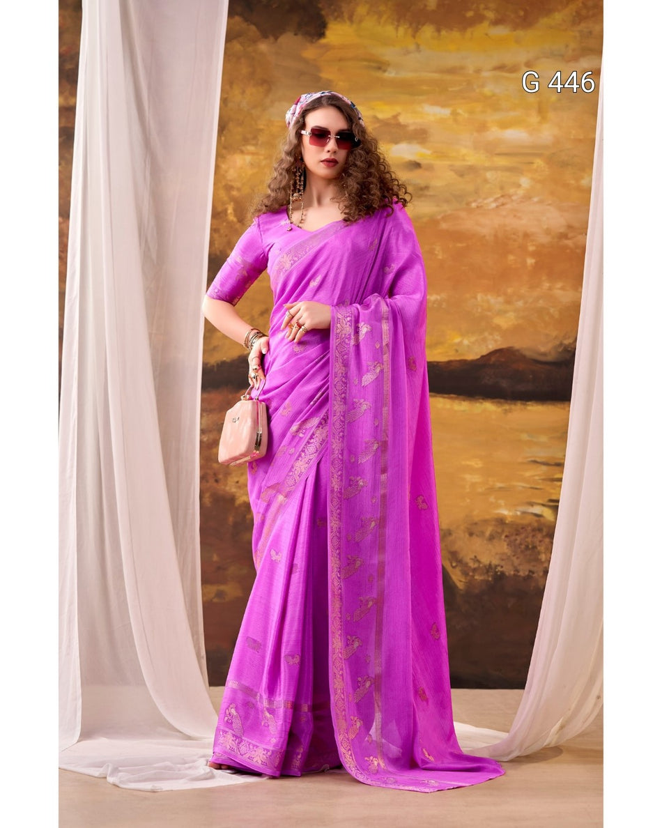 Beautiful Crepe Sarees with Elegant Weaving Designs - G 446