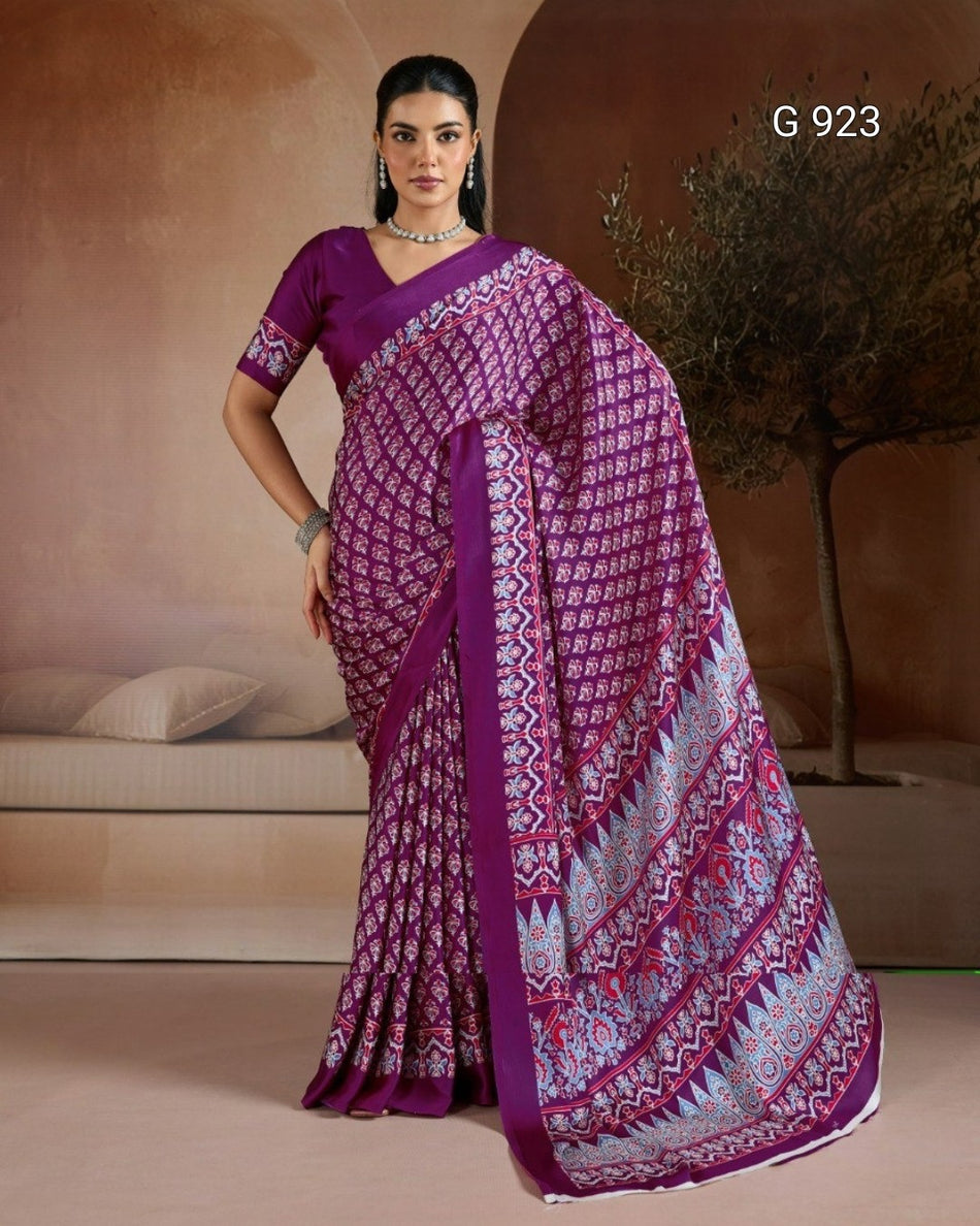 Women's Traditional Ajrakh Ethnic Saree - G 923