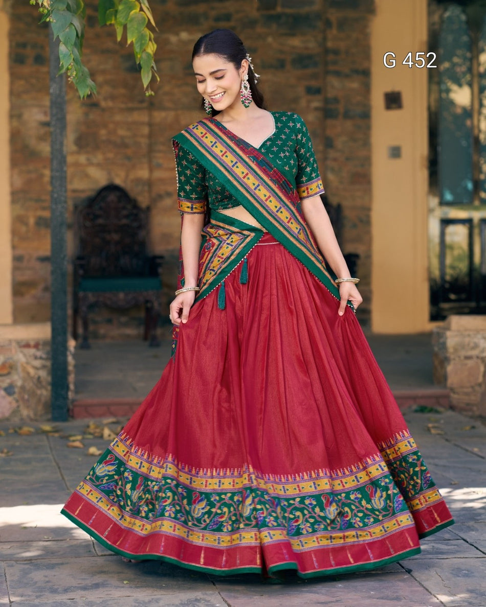 Designer Tasar Silk Lehenga Choli for Festive Style - G 452