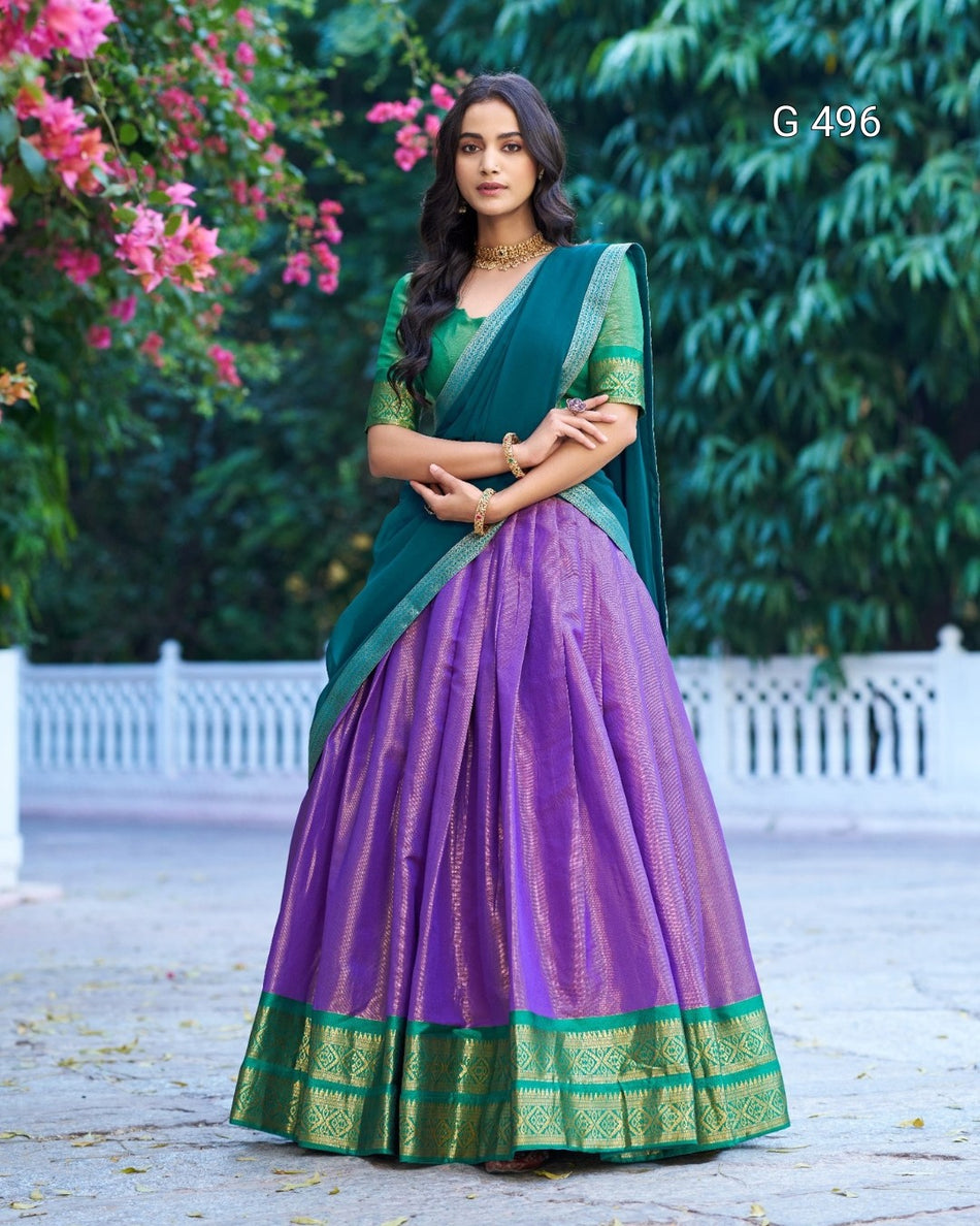 Elegant Kanchipuram Silk Lehenga with Traditional Appeal - G 496