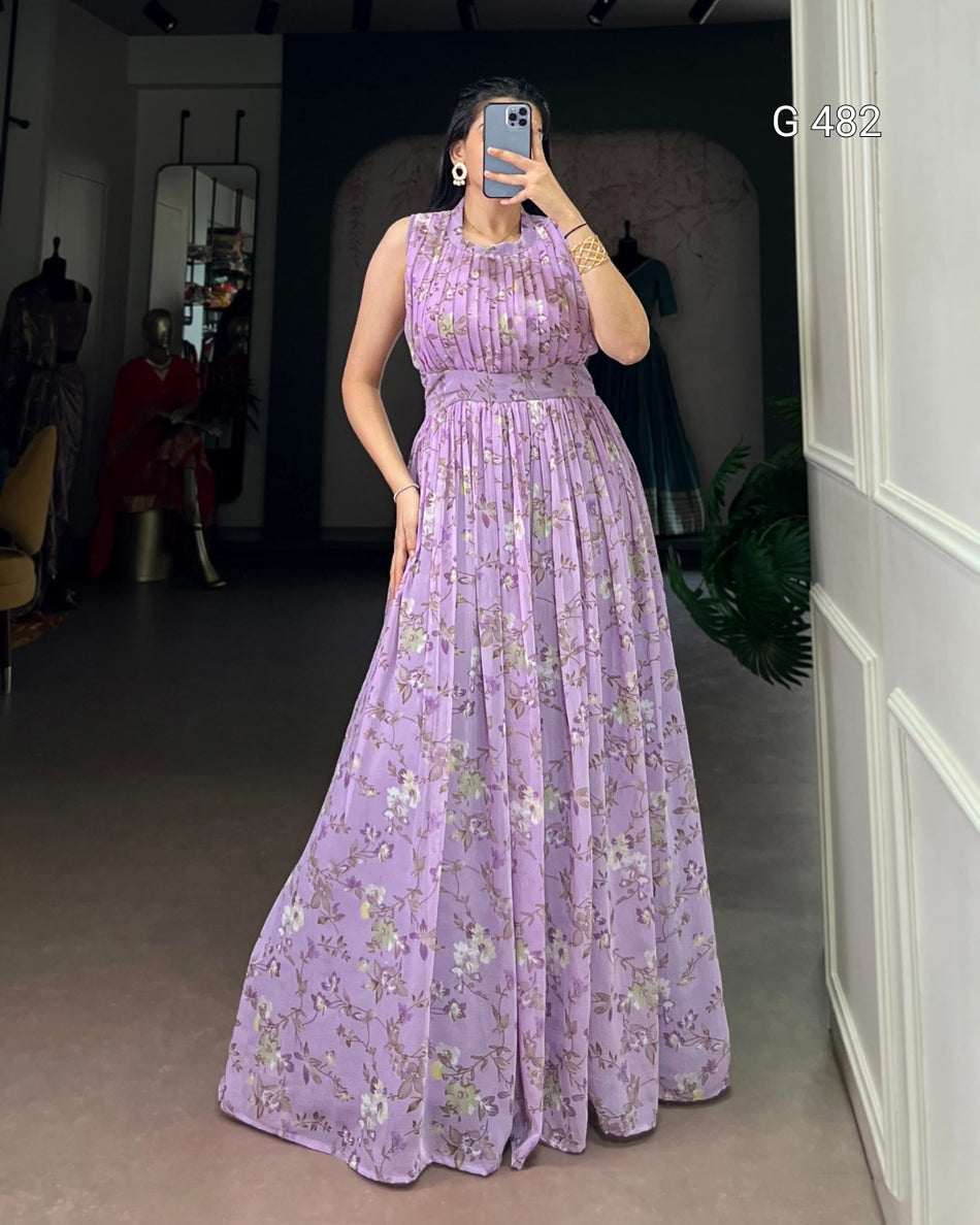 Premium Marble Floral Dress for Elegant Evenings - G 482