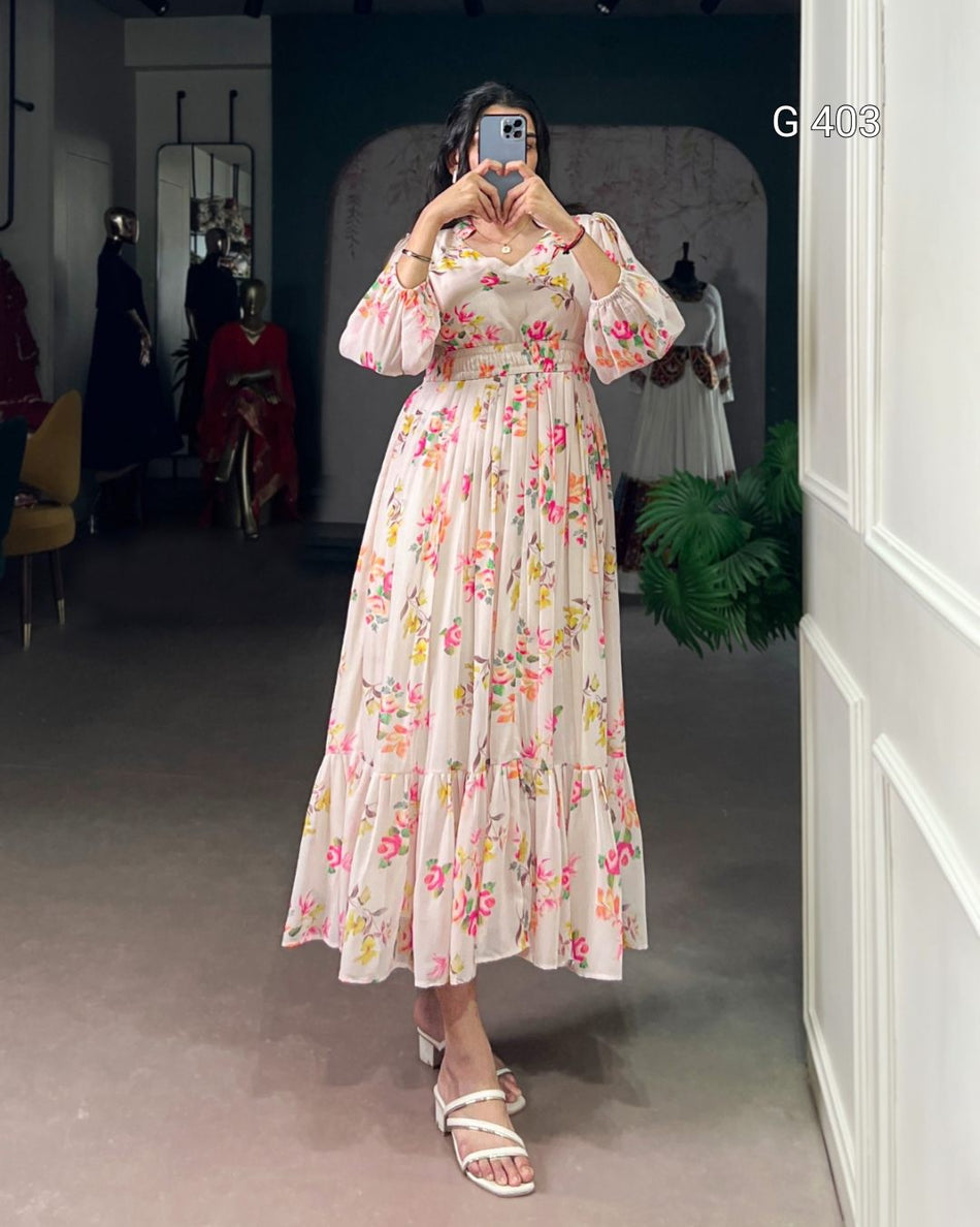 Georgette Frock with Floral Print – G 403