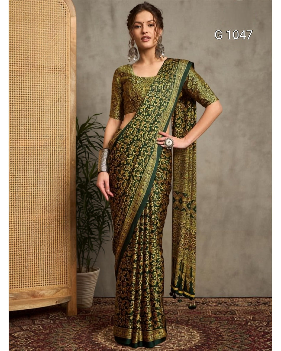 Stylish Gaji Satin Sarees for Every Occasion - G 1047